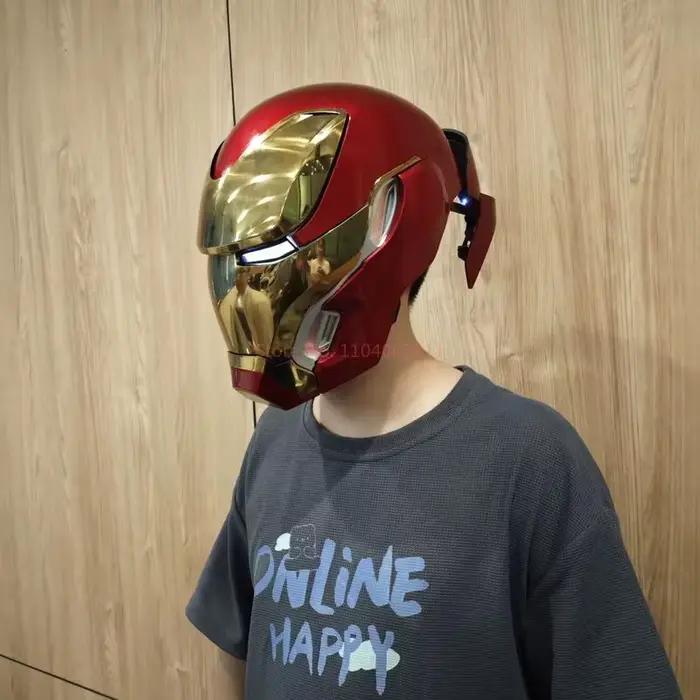 Casque Iron Man Mk5 1/1, portable et transformable, ouverture et fermeture électriques à commande vocale, objet de collection et de décoration