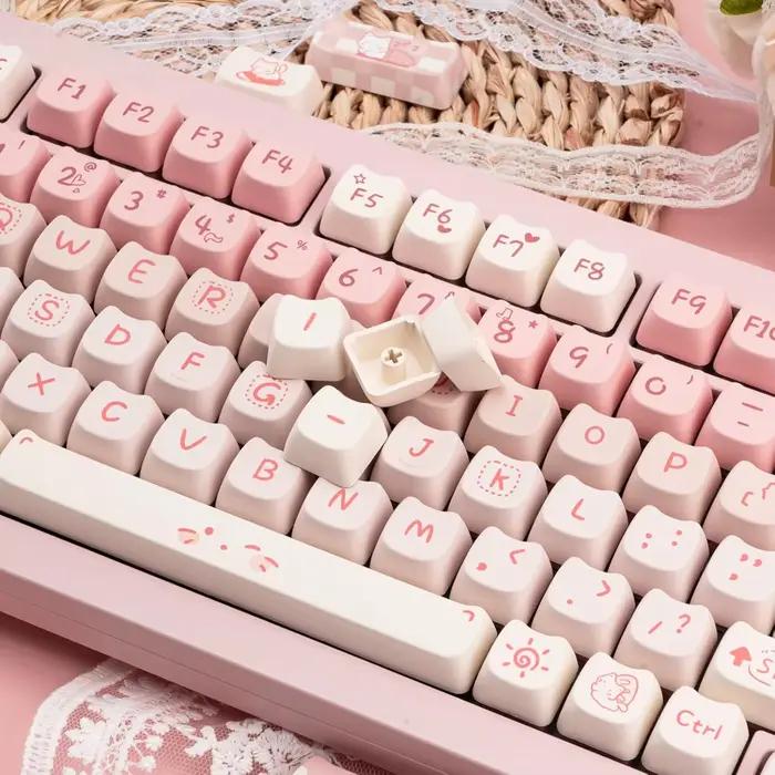 Pink Kitten, Girl MAO Keycap PBT 134 touches
