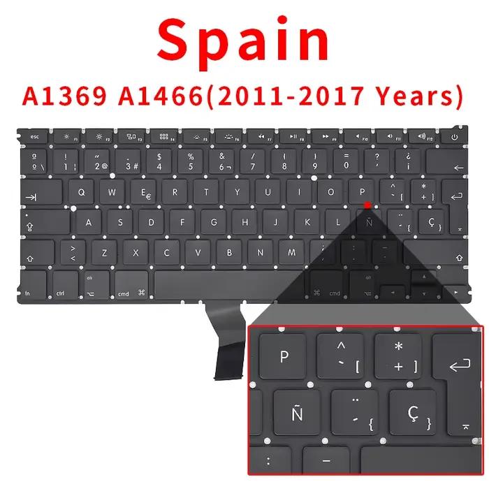Ordinateur portable A1369 A1466 US UK russe allemand français espagnol portugais clavier pour Macbook Air 13 "2011-2017 claviers vis gratuites