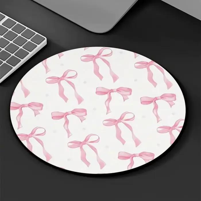 Tapis de souris rose à nœud