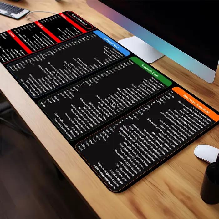 Grand tapis de souris à motif de raccourci Excel français