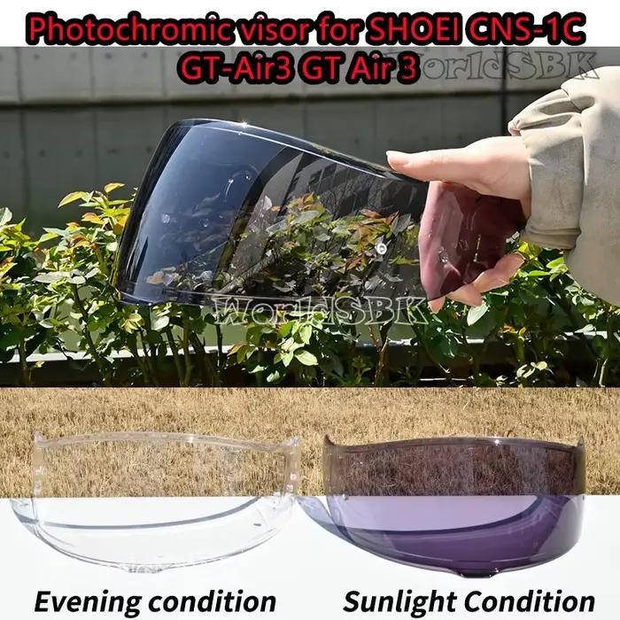 GT air 3-Visière photochromique pour SHOEI CNS-1C CNS s GT-Air3 ightAir 3 Casque de moto Lentille Visière en verre Clair
