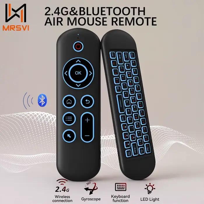 MRSVI Air Mouse télécommande M5 sans fil 2.4G et Bluetooth avec clavier Gyroscope rétroéclairé 7 couleurs pour Smart