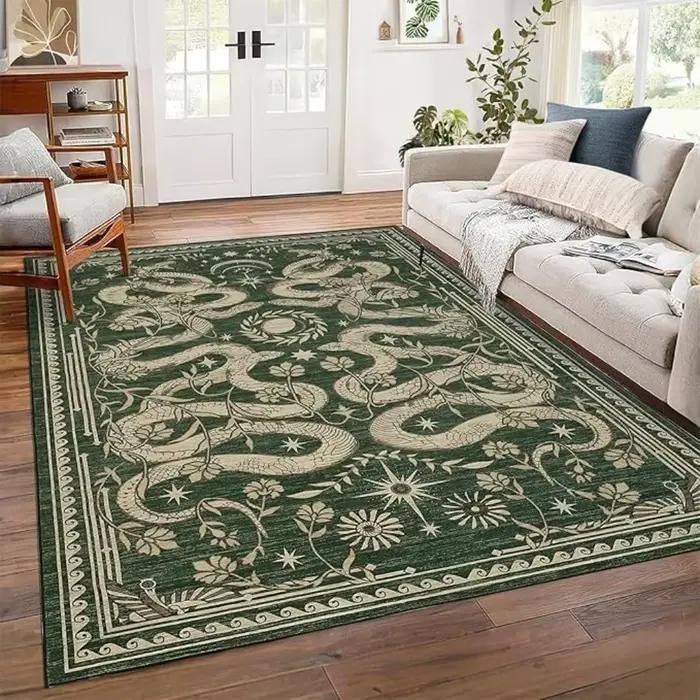 Tapis Dragon chinois motif fleur vintage polyester moderne salon décoration chambre hôtel extérieur commercialisation occassions spéciales