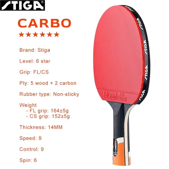 STIGA CARBO-Raquette de tennis de table 6 étoiles 5 + 2