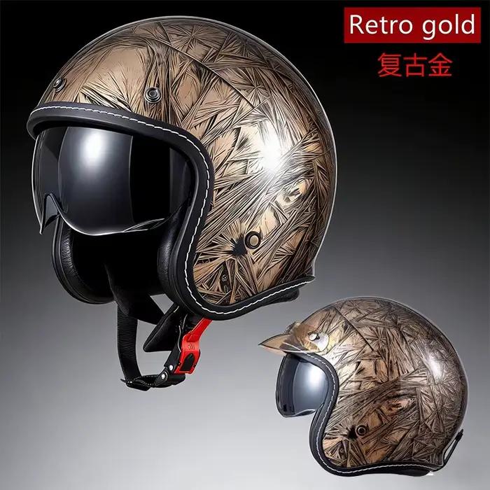 Casque de moto ouvert vintage tendance, unique, rétro 3/4, homologué ECE DOT, toutes saisons