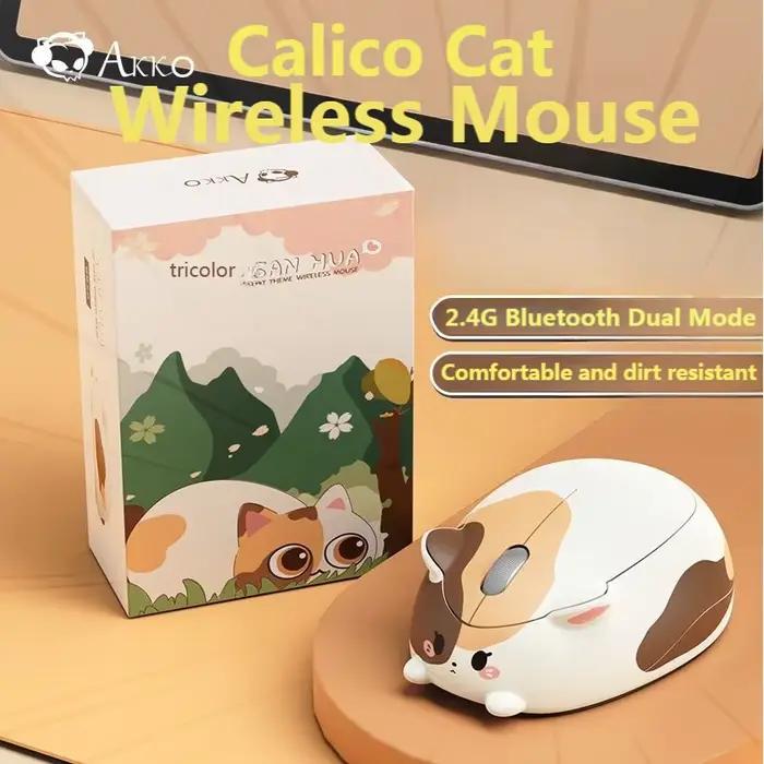 Souris sans fil Calico Cat 2.4G Bluetooth double mode