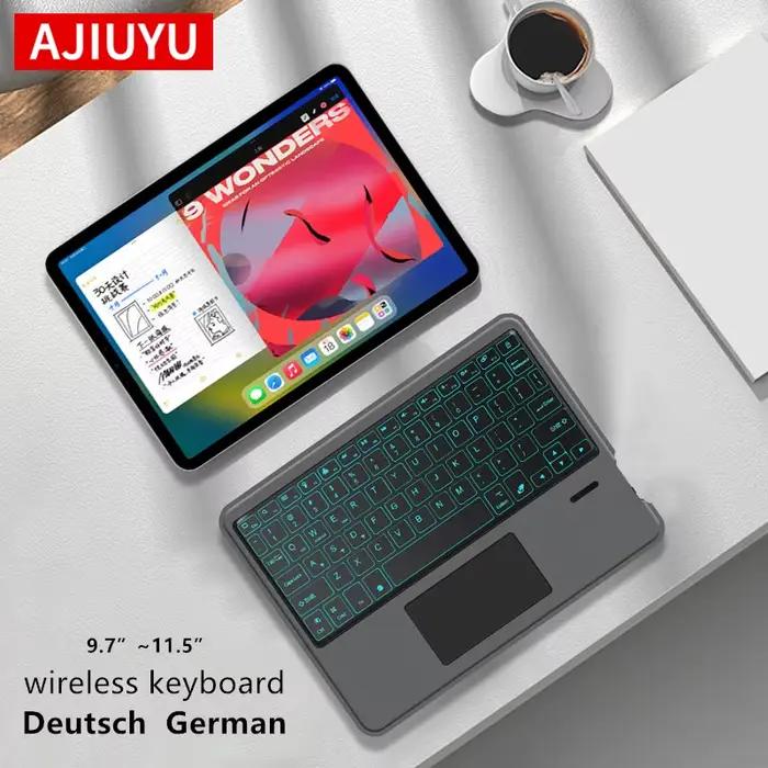 Clavier tactile rétroéclairé sans fil Bluetooth Deutsch pour téléphone