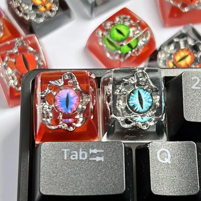 Evil Eyes bricolage clavier mécanique résine Keycaps Artisan personnalisé joli soleil et lune/étoiles conception