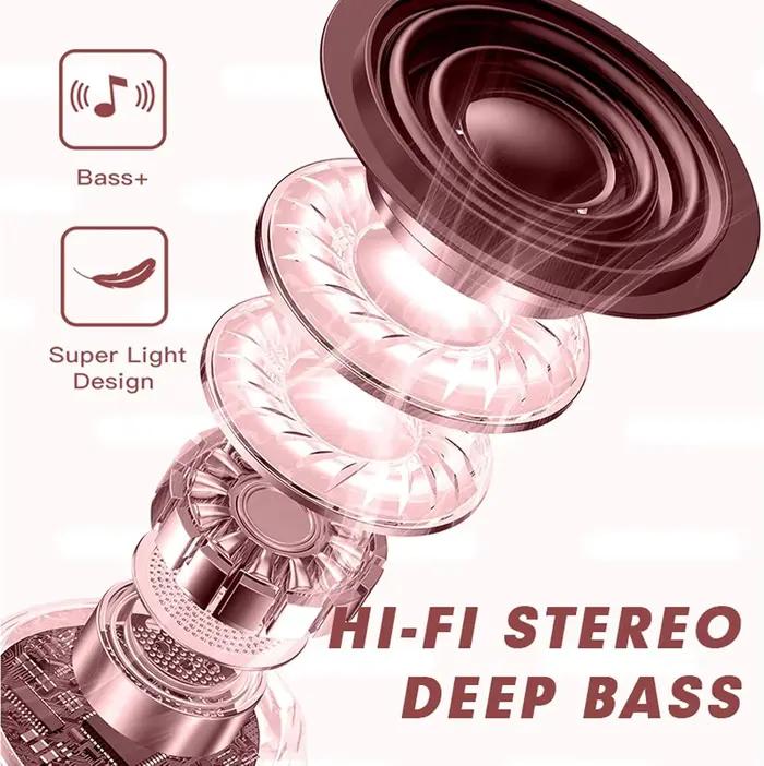 (cadeaux pour les filles) écouteurs Bluetooth sans fil rotatifs en forme de coeur casque sonore HIFI