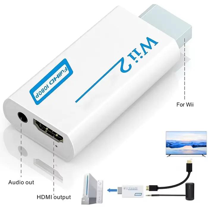 Adaptateur de convertisseur compatible HDMI Full HD 1080P pour console Wii pour Wii 2 Câble audio