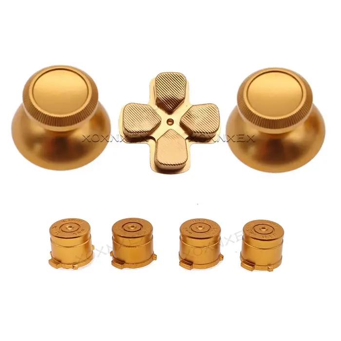 XOXNXEX 1 ensemble de manettes en métal personnalisées en or contrôleur analogique boutons de balle Chrome d-pad pour contrôleurs Sony PS4
