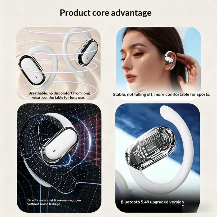 Écouteurs Confortables Sans Fil Bluetooth à Conduction Osseuse
