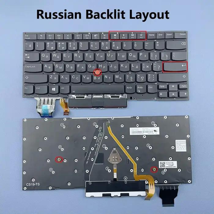 Clavier rétroéclairé US/UK/Latin/Russe/Estonien/Canadien/Français/Hongrois pour Lenovo Thinkpad X1 Carbon Gen 7ème 8ème génération 2019 2020