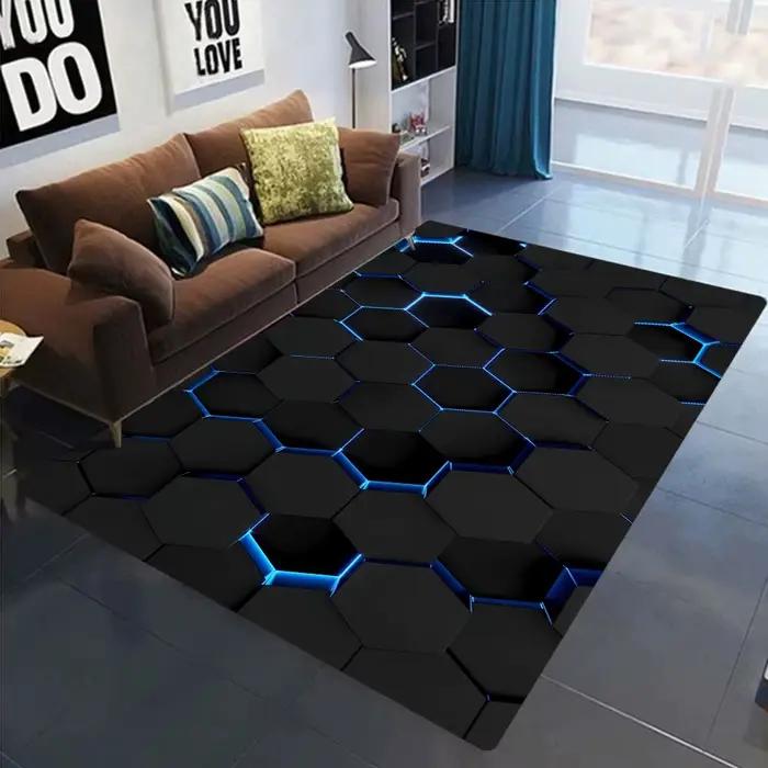 Tapis géométrique 3D avec lumières néon
