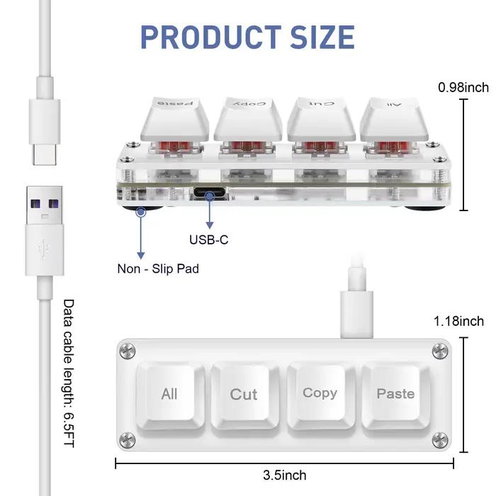 Mini-clavier SAYODEVICE 4 touches USB filaire rétroéclairage multicolore pour jeux et productivité polyvalent pour ordinateurs de bureau et portables occasions spéciales