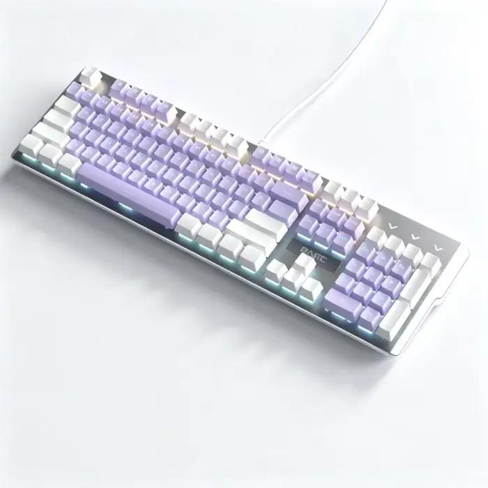 Clavier mécanique filaire blanc-bleu/blanc-violet