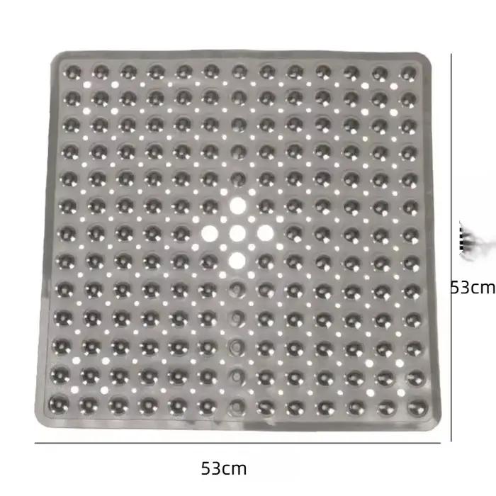 Tapis de bain carré, tapis de bain antidérapant avec ventouse, tapis de bain, trou de vidange, lavable en machine