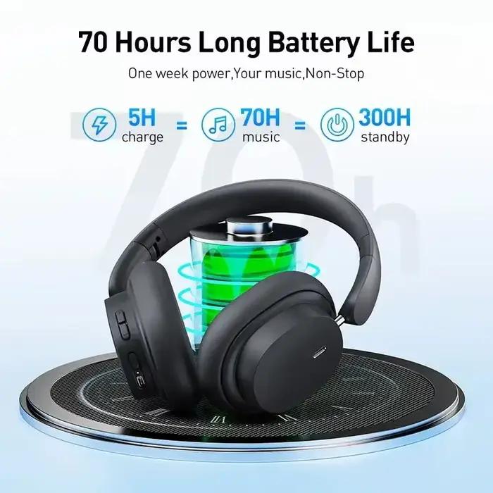 Baseus casque sans fil Bluetooth 5.3 niveau HIFI écouteur 40mm pilote pliable sur l'oreille casques 70H Playtime Audio spatial