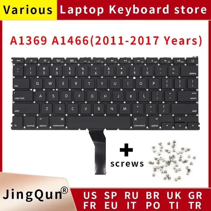 Ordinateur portable A1369 A1466 US UK russe allemand français espagnol portugais clavier pour Macbook Air 13 "2011-2017 claviers vis gratuites