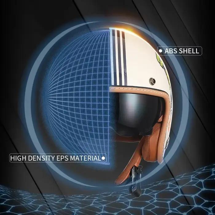 Casque de moto rétro 3/4 ouvert CYRIL B206, léger, vintage, pour homme et femme, homologué DOT ECE