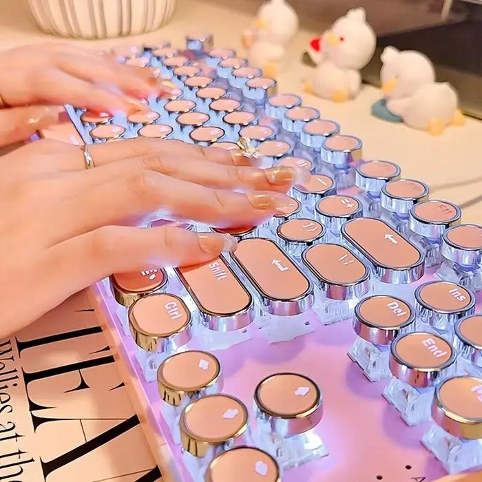 EWEADN – clavier de jeu mécanique rose pour machine à écrire Punk