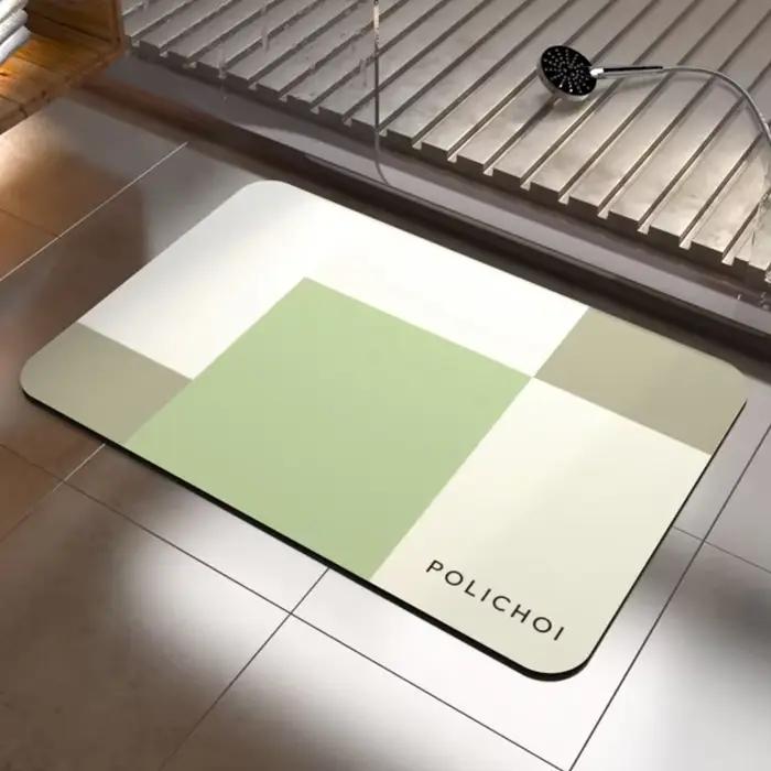 Tapis de pied en polymère de bain de pierre de luxe, terre de diatomées, absorbant, antidérapant, tapis de chambre, tapis de toilette, Doorvirus à séchage rapide