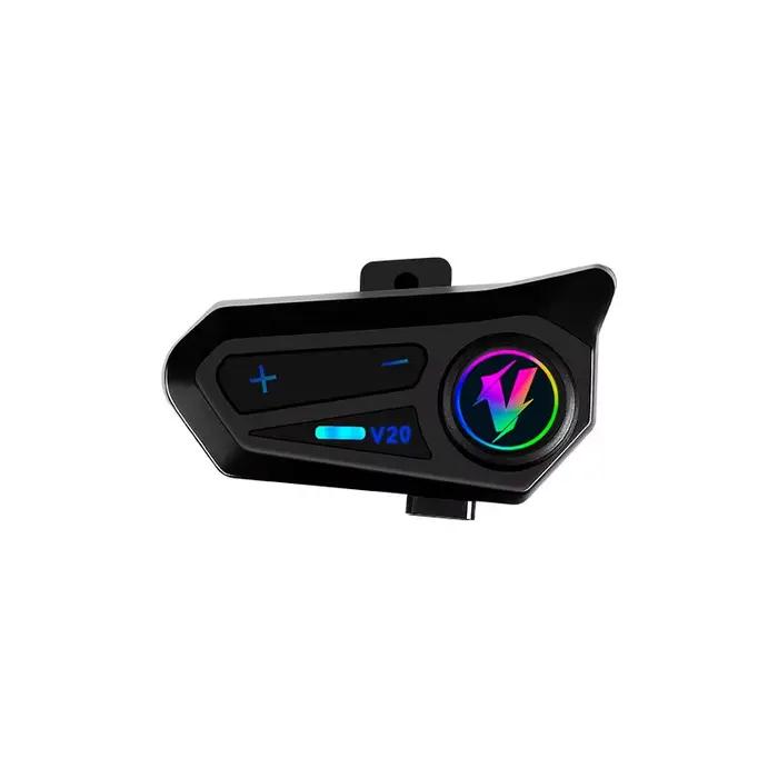 Casque V20 Premium Bluetooth avec réduction de bruit, conception étanche IPX6, boutons physiques pour gants, longue autonomie batterie, adapté pour vélo et conduite, bleu rouge