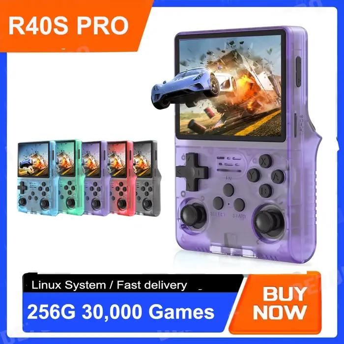R40S Pro Console de jeu rétro système Linux de jeu portable 3.5 pouces écran IPS Mini Potable poche jeu vidéo Consola 256G jeu enfant