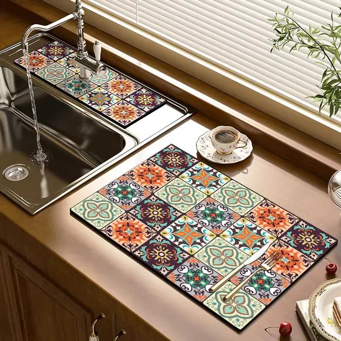 Tapis de séchage absorbant pour cuisine, napperons de table à manger, tapis de drainage pour café, accessoires de cuisine, tapis d'égouttage
