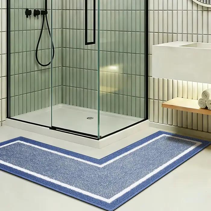 Tapis de douche simple en forme de L, tapis de salle de bain, tapis absorbant en terre de diatomée, tapis antidérapant pour toilettes, tapis de porte