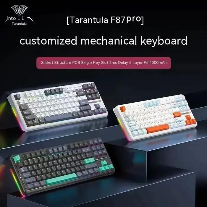 AULA F87 Pro clavier mécanique 2.4g/Usb/Bluetooth Tri Mode sans fil 87 touches Rgb Pbt joint 5 couches silencieux touche complète sans Impact