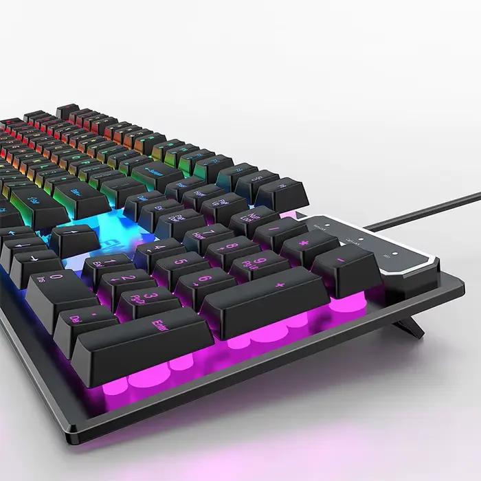 EWEADN Clavier de jeu mécanique filaire 104 touches rétroéclairage rvb
