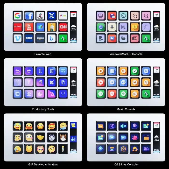 Clavier macro MiraBox 293S Stream Deck – 15 touches LCD personnalisables pour OBS