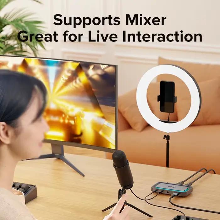 Llano Professional HDMI Live Stream Switcher 4K 60HZ carte de capture vidéo pour Streaming Podcasting Compatible avec PS5 Xbox Phone
