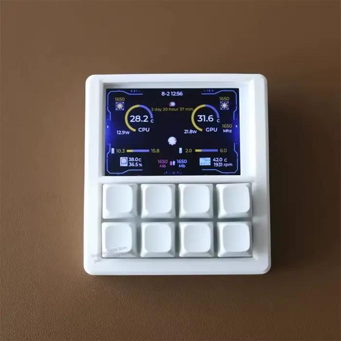 Clavier de bureau programmable DIY rapide avec 8 touches macro et écran LCD de 3