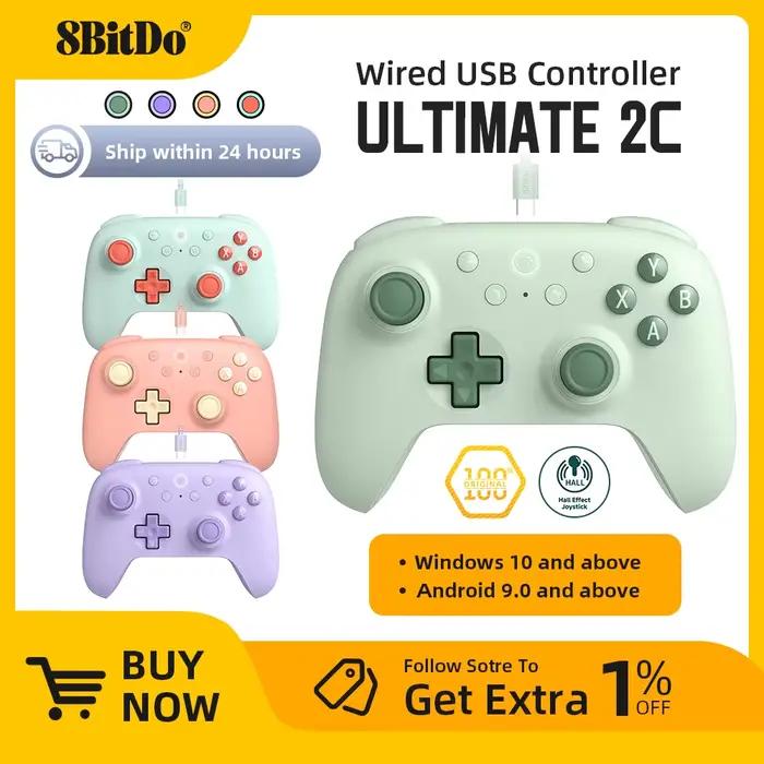 8BitDo-Contrôleur de jeu filaire 2C