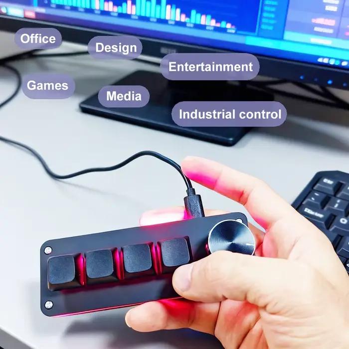Mini clavier mécanique à 4 touches - Accès rapide aux fonctions de bureau