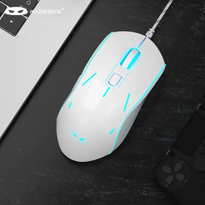 Souris de jeu filaire MageGee G12 ergonomique et muette avec rétro-éclairage LED 7 couleurs et 6 DPI réglables pour une navigation précise et fluide sur Windows
