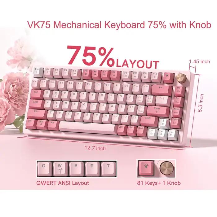 Womier VK75 clavier mécanique filaire 75% personnalisé Hotswap avec bouton rvb rétro-éclairé joint montage