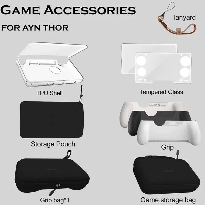 Accessoires 4-en-1 pour AYN THOR Handheld : protection d'écran en verre trempé