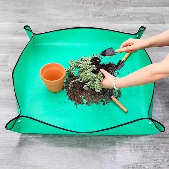 Tapis de jardinage imperméable pour repotage, tapis carré pour plantes, pliable, anti-salissure