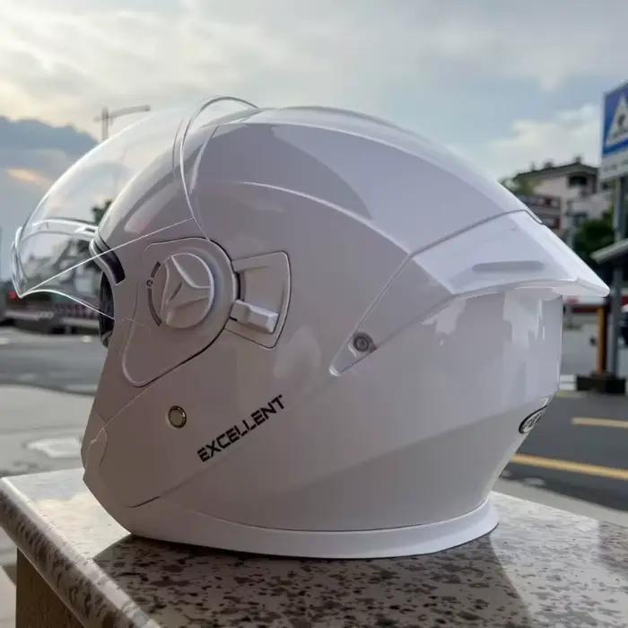 Casque de moto 3/4 ouvert pour hommes et femmes, double visière, pare-soleil, léger, pour scooter, vélo, style rétro