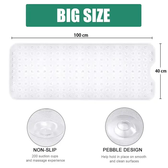 Non-ald-Polymères de bain rectangulaires en PVC, massage doux, ventouse antibactérienne, polymères de douche pour enfants, tout-petits et personnes âgées