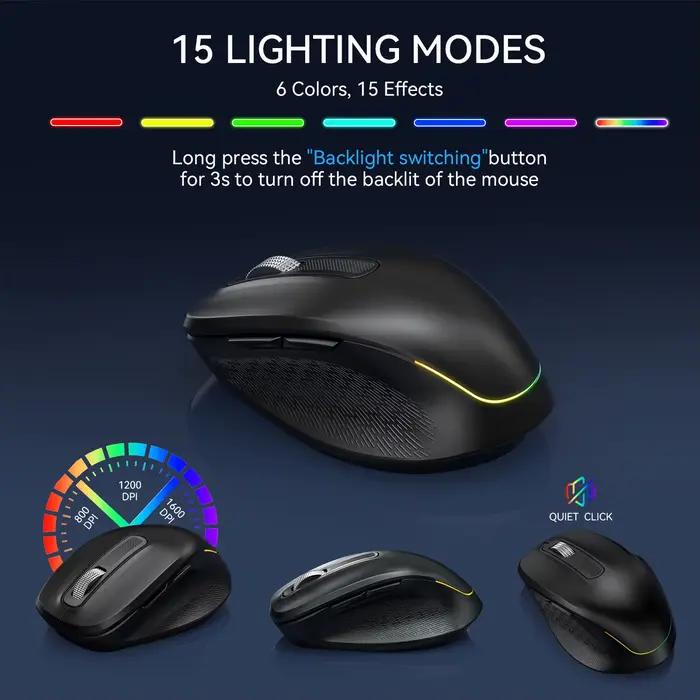 Ensemble clavier et souris ergonomiques rétro-éclairés sans fil