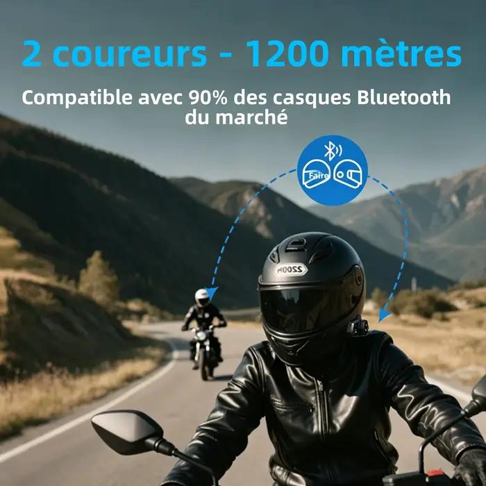 Casque Bluetooth pour moto avec interphone 3 voies et écran LED