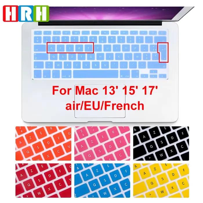 HRH AZERTY Housse de clavier français UE pour Mac Air 13"A1466 2010-2017 Pro 13/15" (avec/sans écran Retina
