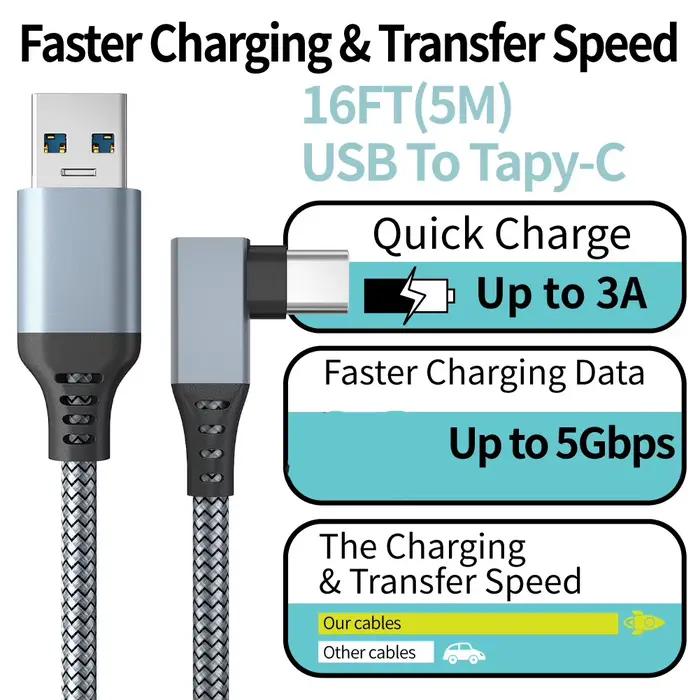 Câble de liaison 3 6 5M USB A vers Type C pour Oculus Quest 2 Quest2