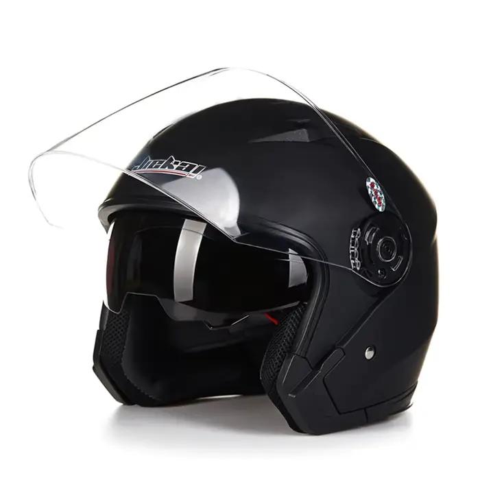 Casque de moto demi-visage à double lentille pour hommes et femmes, casque de mode de rue, Cool Casco Moto, quatre saisons