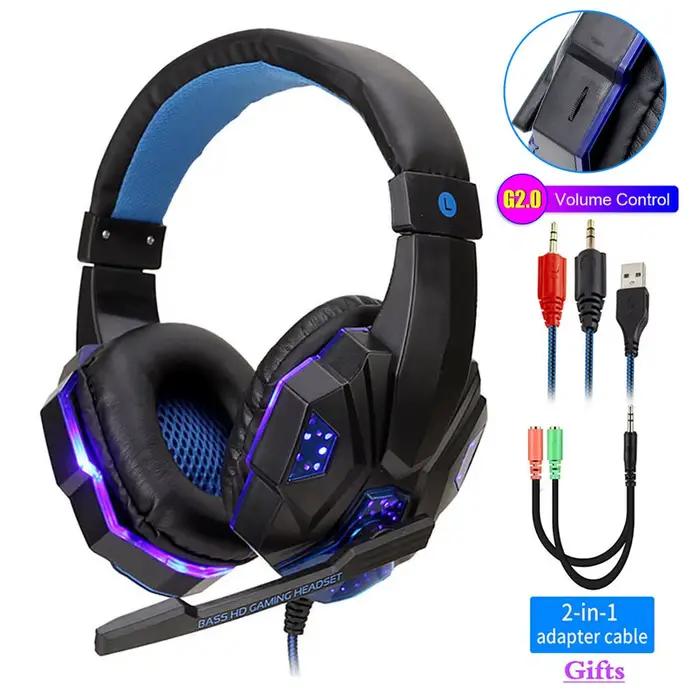 Casque audio Casque de jeu stéréo Surround pour PS4 PC X box ordinateur réglable Gamer casque filaire avec micro